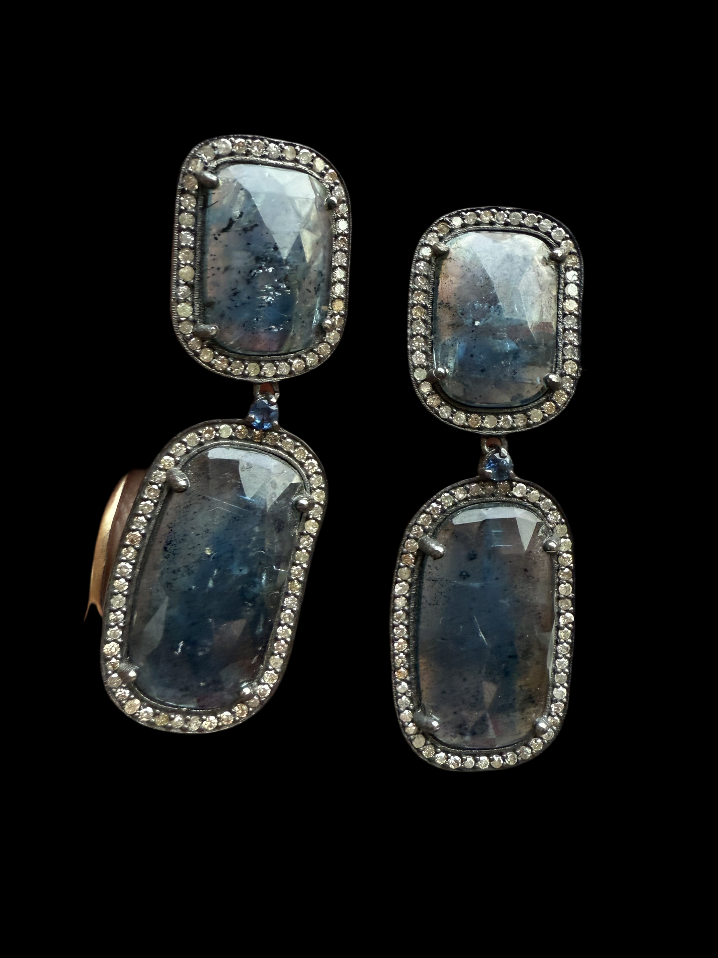 Kynite Rosecut faceted Slice and Diamond Earring