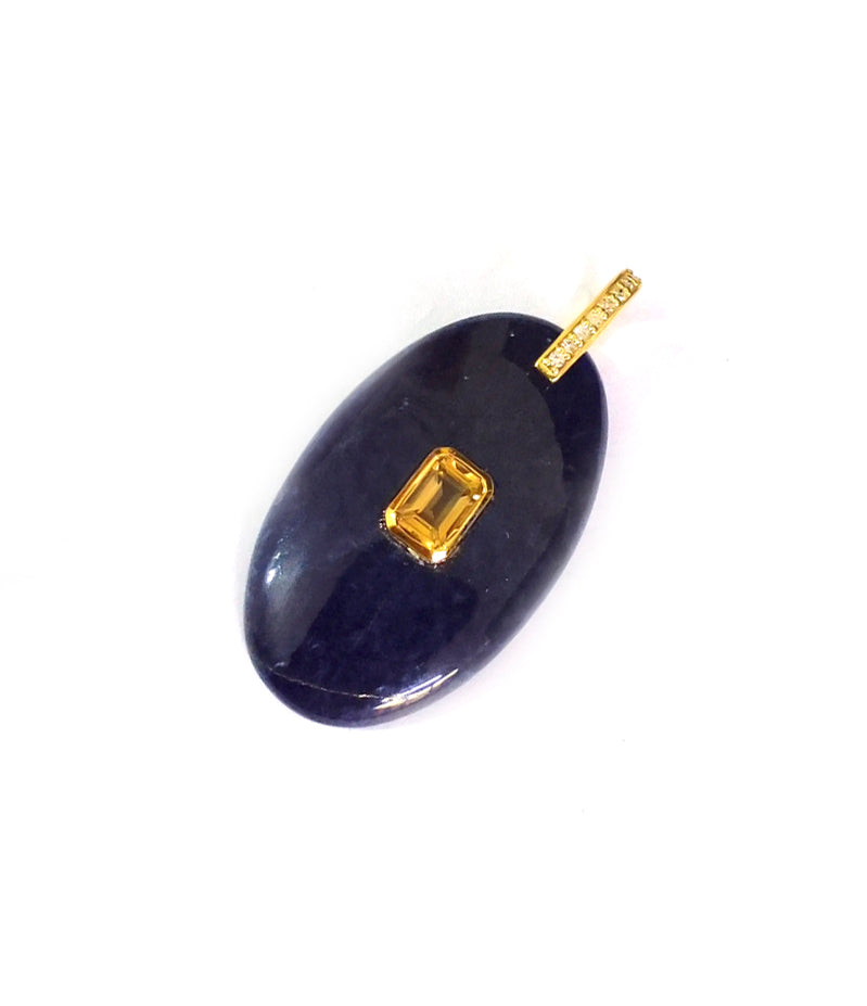 Sodalite Silver Pave Diamond Pendant