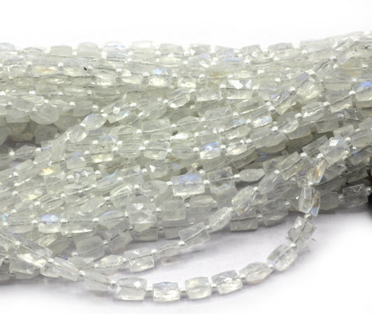Moonstone, Rainbow Moonstone Faceted Rectangle Beads