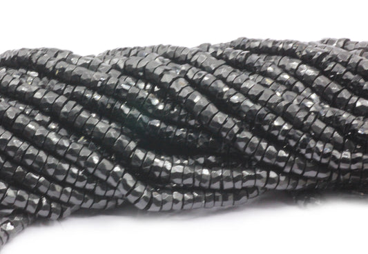 Spinel, Black Spinel Beads Faceted Heshi, Faceted Donut, Faceted Tyre