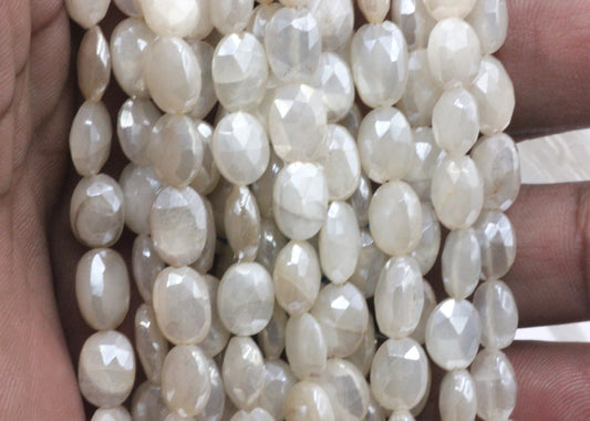 Moonstone, Mystic Moonstone Gemstone Beads Faceted Oval