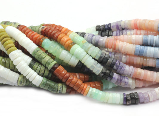 Opal, Multi Color Opal Smooth Heshi,Donuts, Tyre Beads