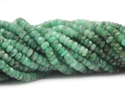 Emerald Faceted Wheel Beads, Faceted Beads