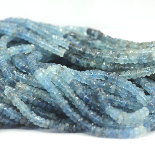 Aquamarine Beads Faceted Rondelle ,Natural Aqumarine