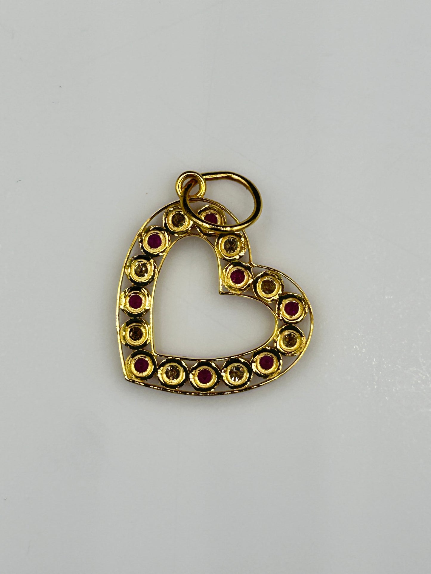 Heart 14k Solid Gold Diamond Pendants