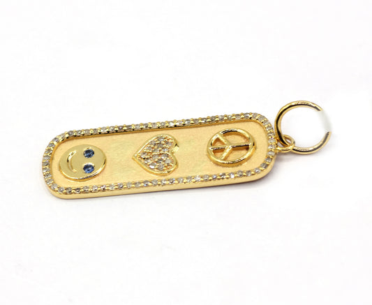 Rectangle 14k Solid Gold Diamond Pendants