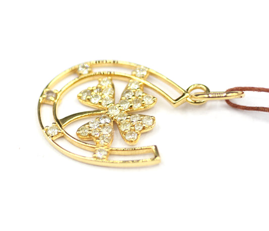 Horseshoe 14k Solid Gold Diamond Pendant