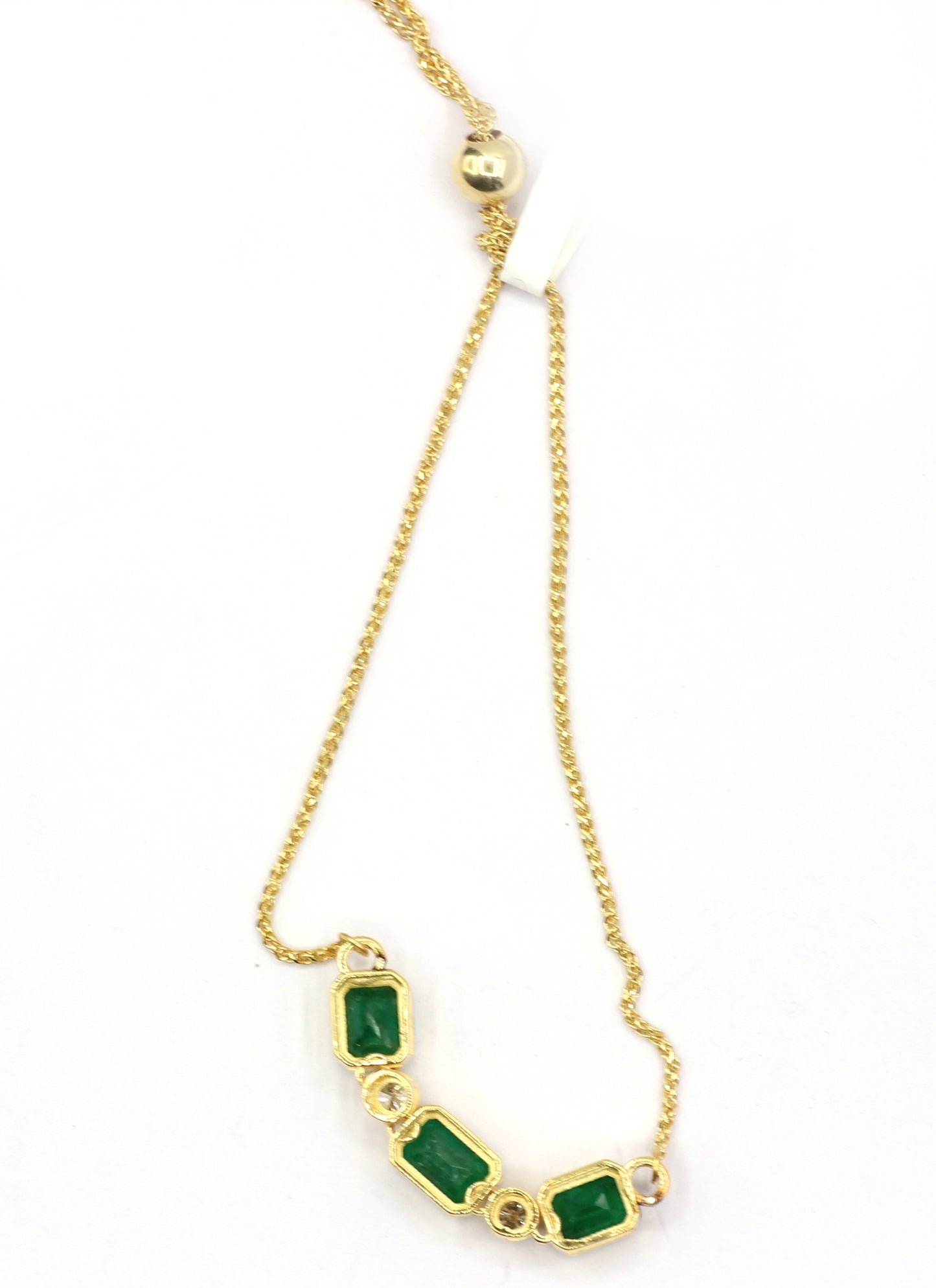 14k Solid Gold Diamond Bracelets With Emerald Stone