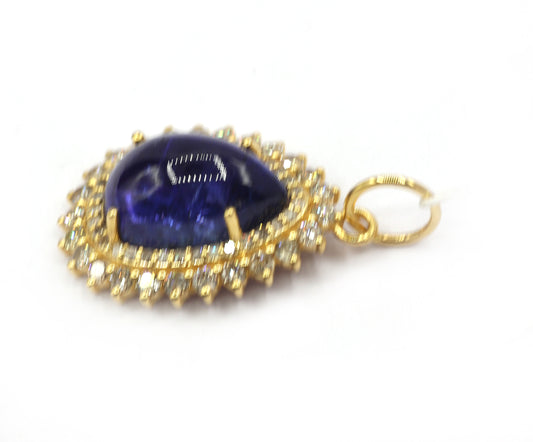 Pear 14k Solid Gold Diamond Pendants