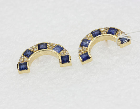 C-Shape 14k Gold Diamond Stud Earring