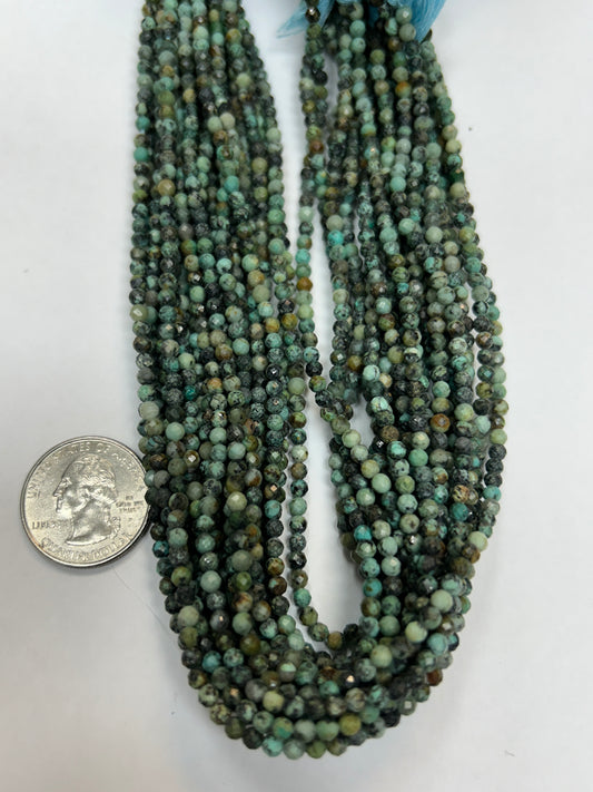 Turquoise Natural Round Faceted 3-4mm