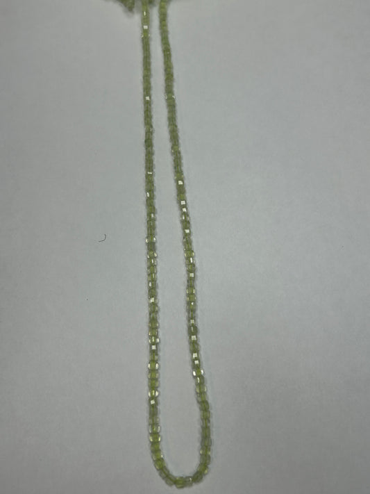 Prehnite Faceted Square, Prehnite faceted box, faceted cube.