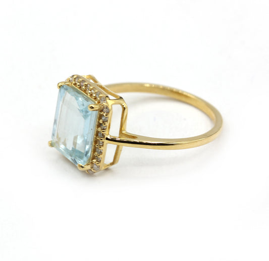 Aqua 14k Solid Gold Diamond Rings