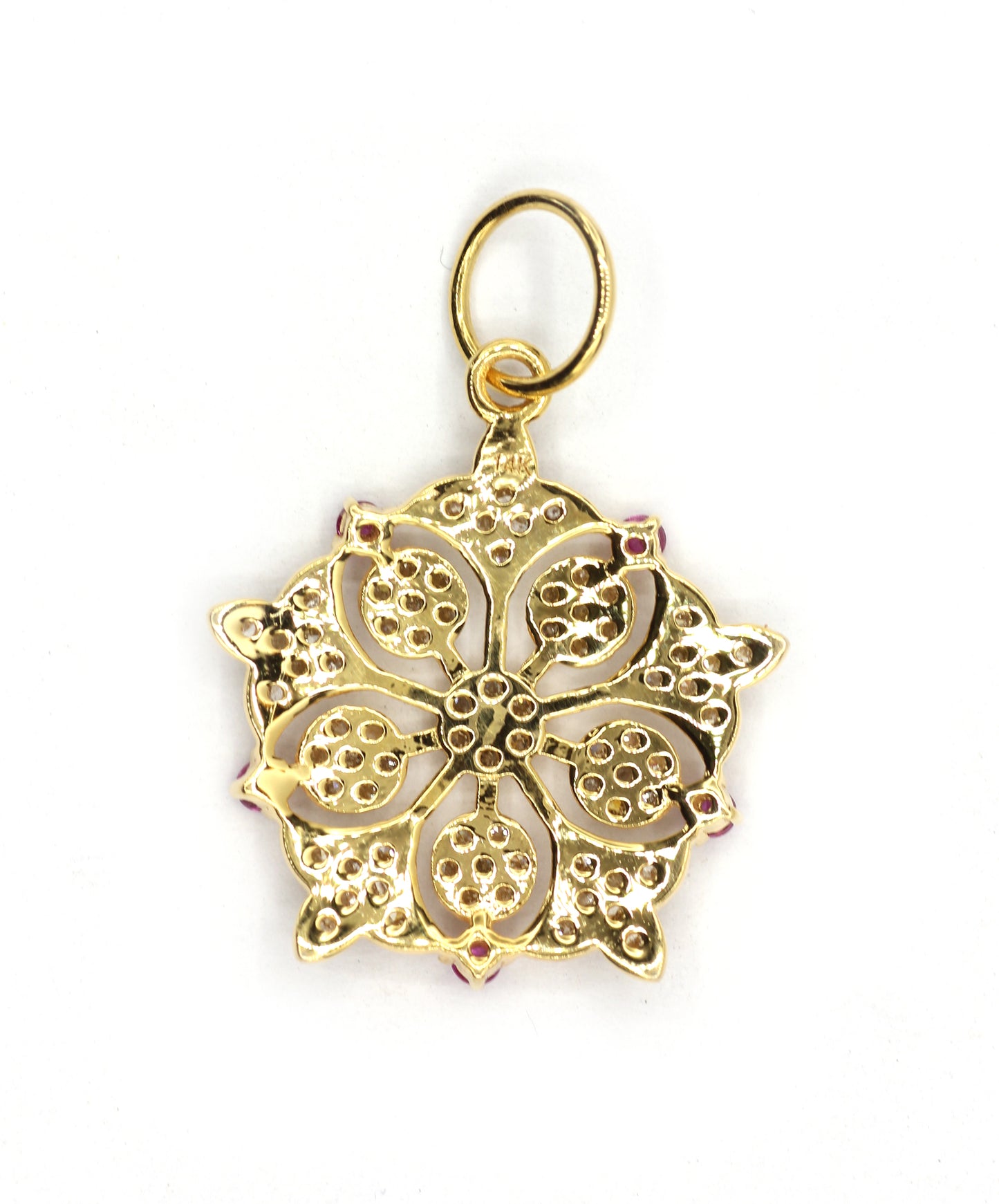 Round 14k Solid Gold Diamond Pendants.