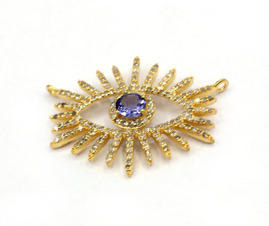 Evil Eye 14k Solid Gold Diamond Pendants.
