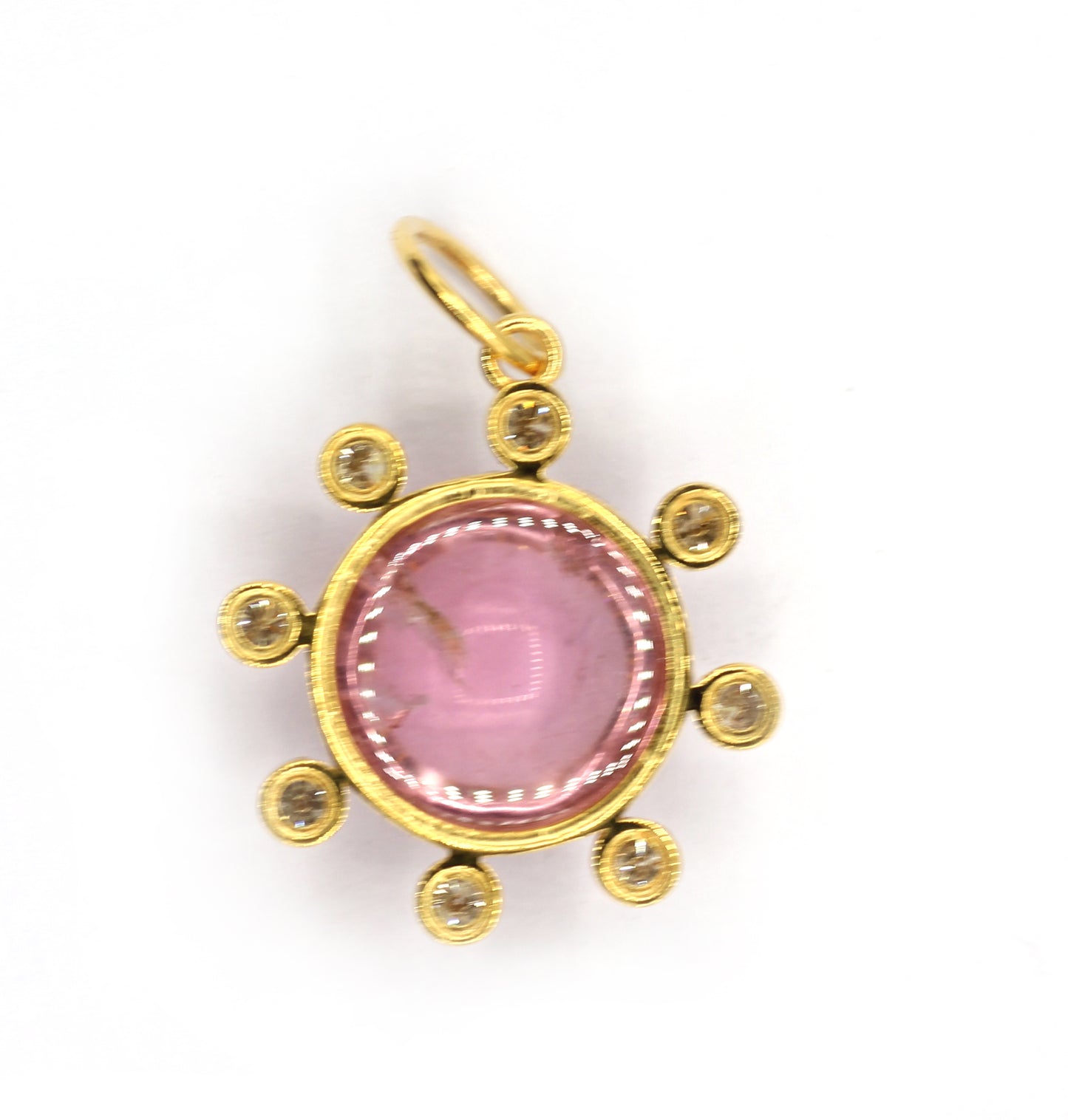 Round 14k Solid Gold Diamond Pendants.