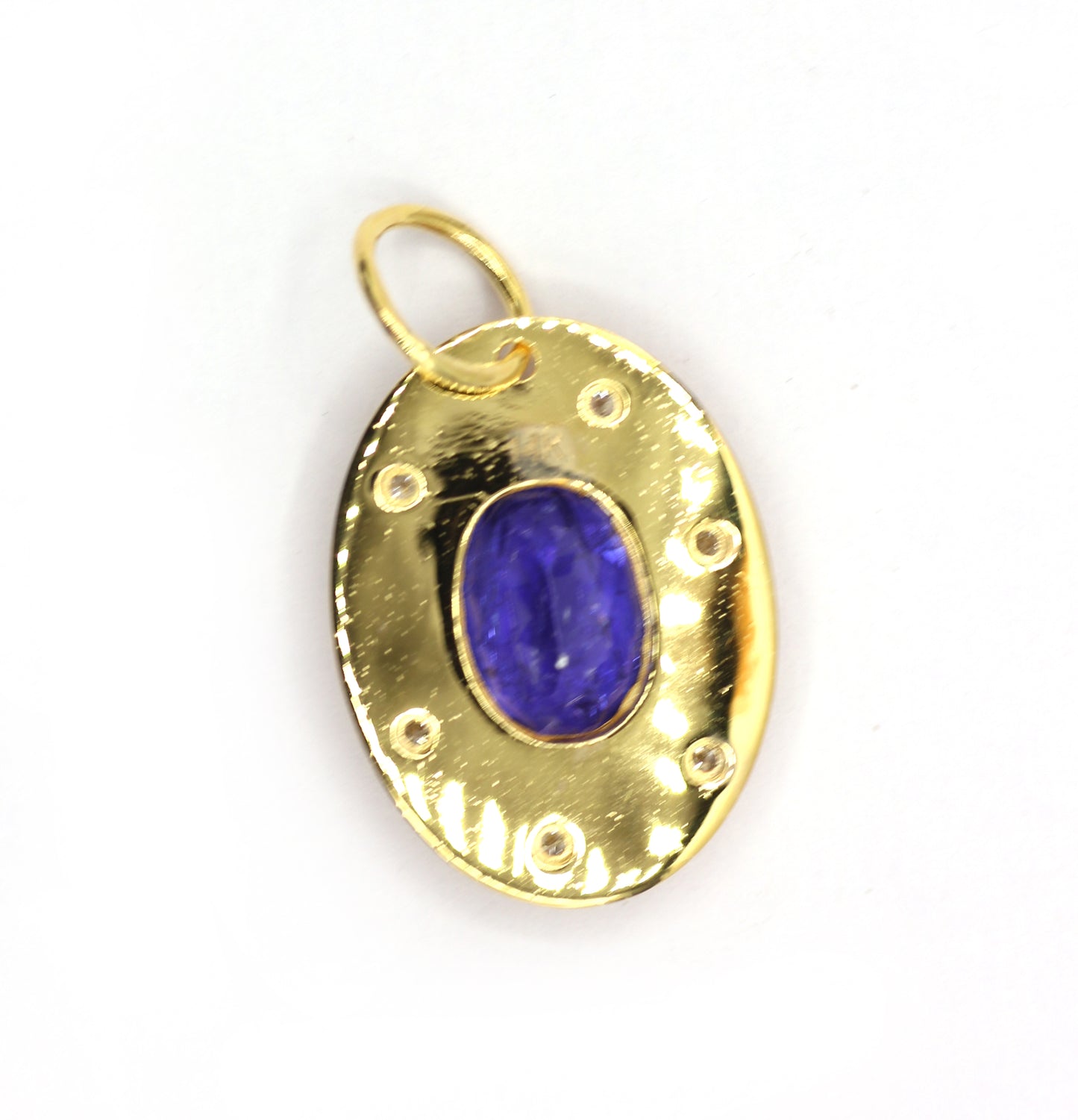 Oval 14k Solid Gold Diamond Pendants.