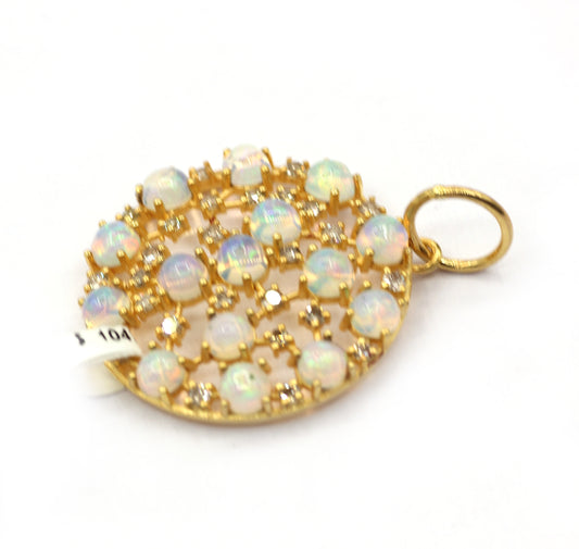 Round 14k Solid Gold Diamond Pendants.