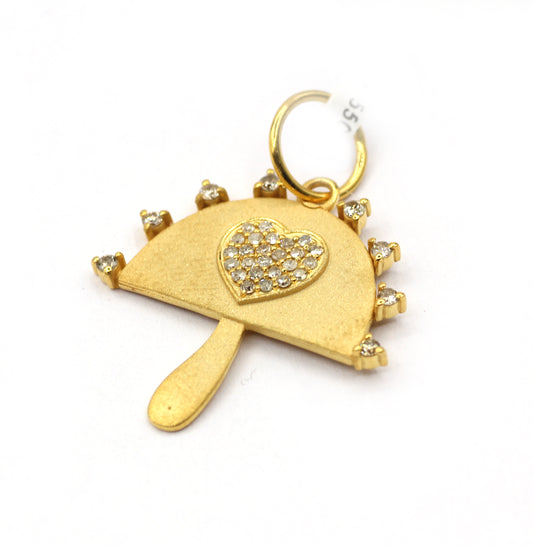 Mushroom 14k Solid Gold Diamond Pendants.