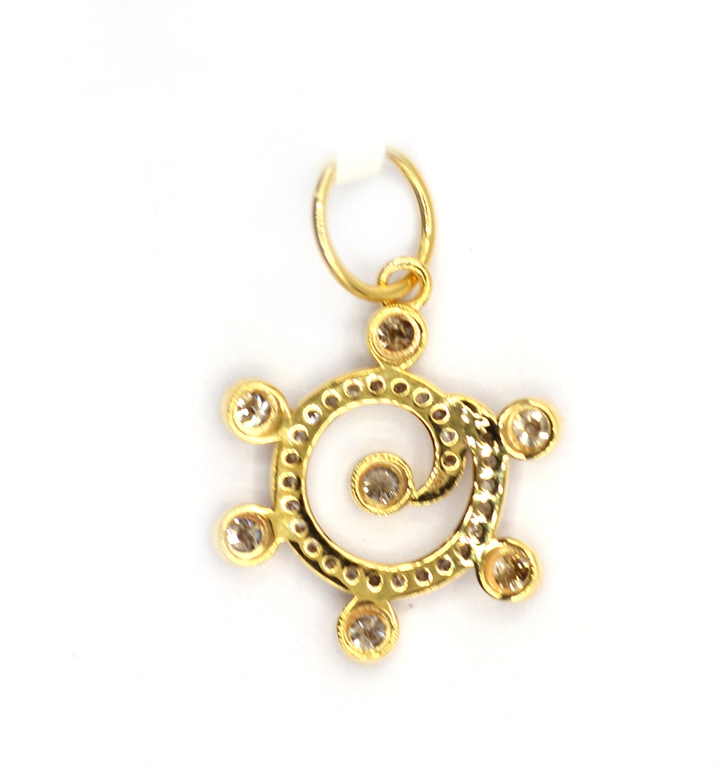 Round 14k Solid Gold Diamond Pendants.