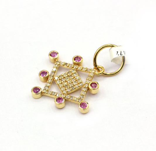 Square 14k Solid Gold Diamond Pendants.