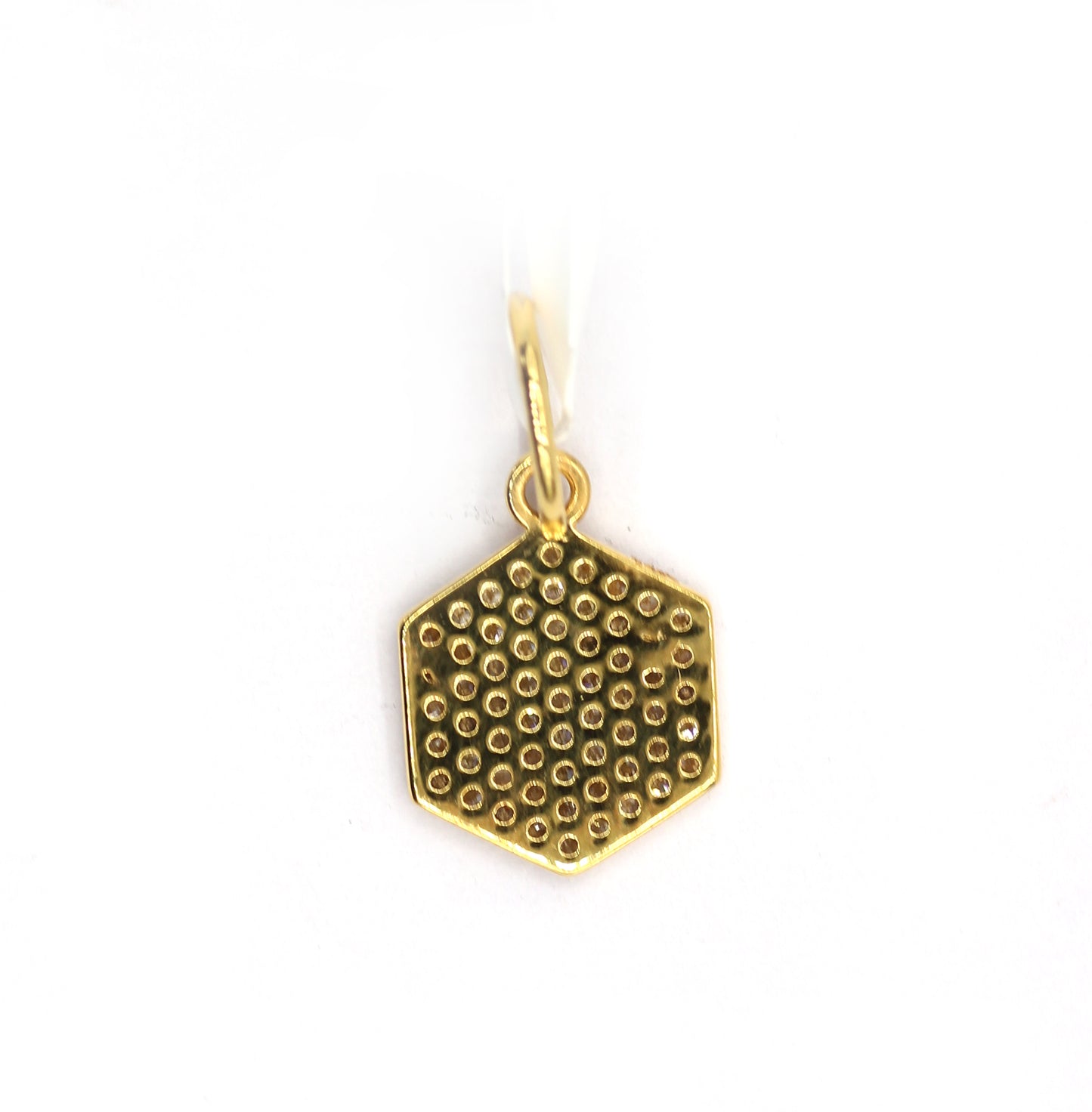 Hexagon 14k Solid Gold Diamond Pendants.