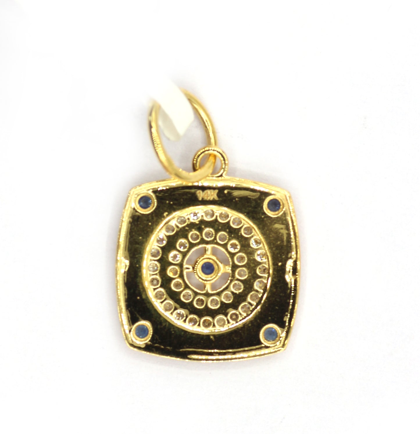 Square 14k Solid Gold Diamond Pendants.