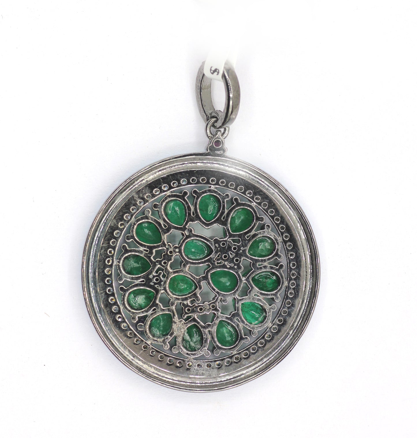 Enamel Round Shaped Diamond Pendant