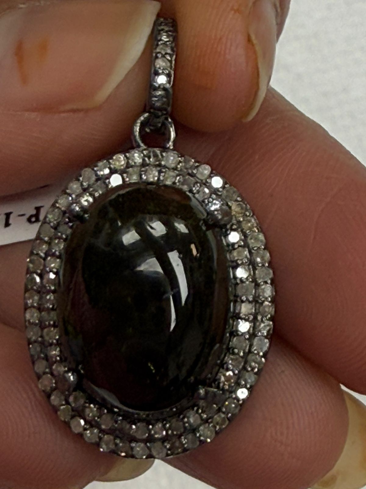 Tourmaline Stone Pave Diamond Pendant