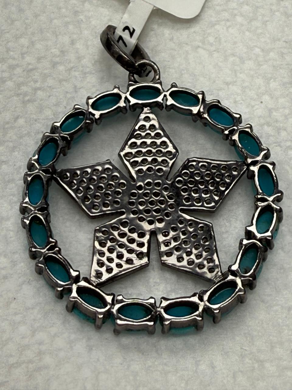 Star Pave Turqouise Diamond Pendant