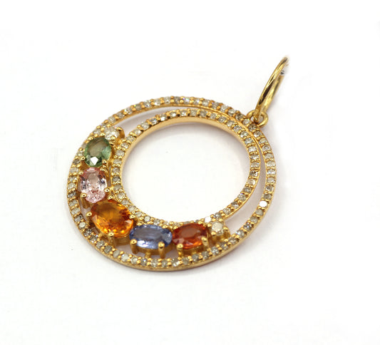 Round 14k Solid Gold Diamond Pendants