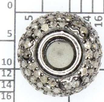 Silver and Diamond Pave PAVE BEADS