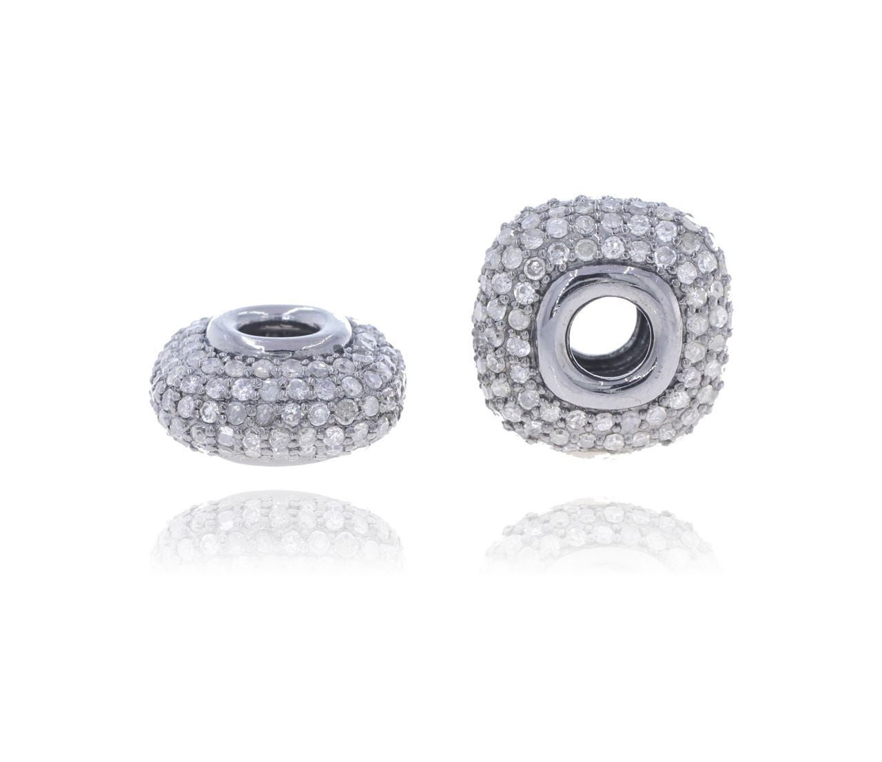 Silver and Diamond Pave PAVE BEADS