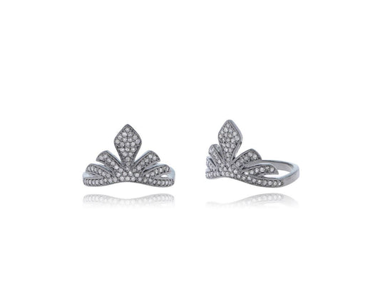 Diamond and Silver Black Rhodium Finish Rings