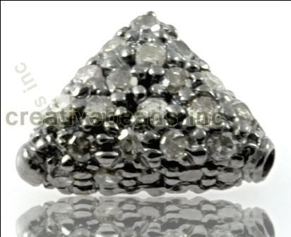 Silver and Diamond Pave Pave Beads