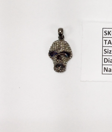 Diamond Pendant .925 Oxidized Sterling Silver Diamond Pendant, Genuine handmade pave diamond Pendant Size 0.80"(14 x 20 mm)