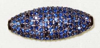 Long Flat Oval Pave Beads Available in Diamond,Blue Sapphire and Ruby