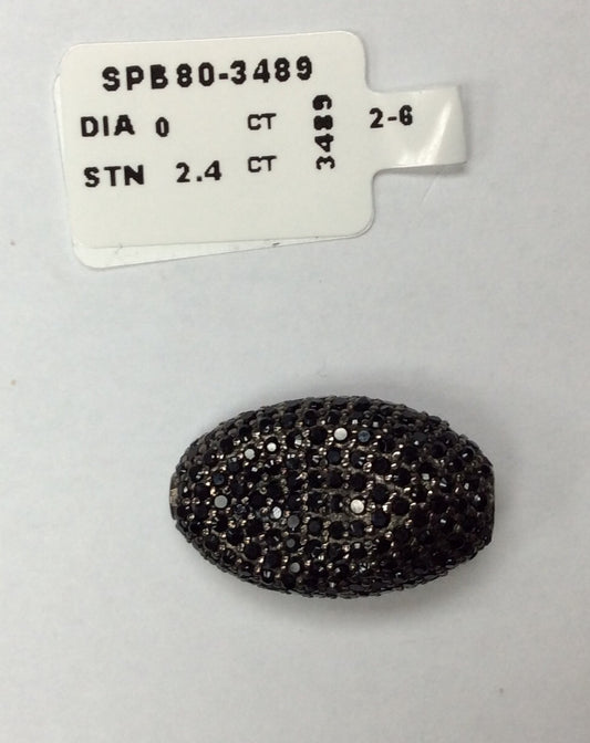 Oval Shaped Black Spinel Bead