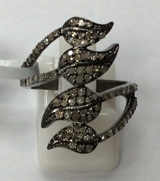 Leaf Pave Diamond Ring