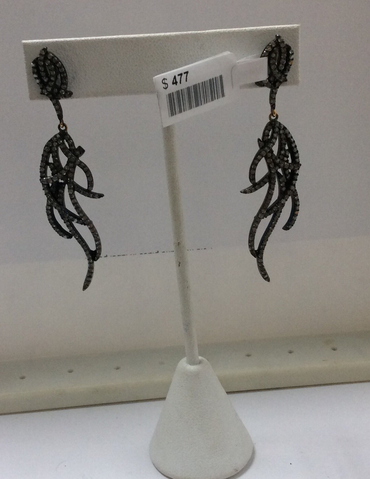 Diamond and Silver Black Rhodium Finish Earring