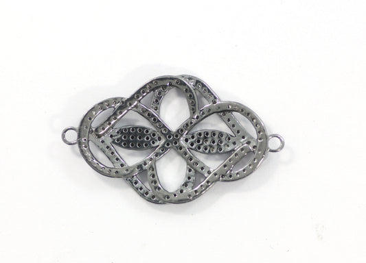 Sterling Silver Diamond Charm .925 Oxidized Sterling Silver Diamond Charm, Genuine handmade pave diamond Charm Size Approx 1.28"(32 x 22 MM)