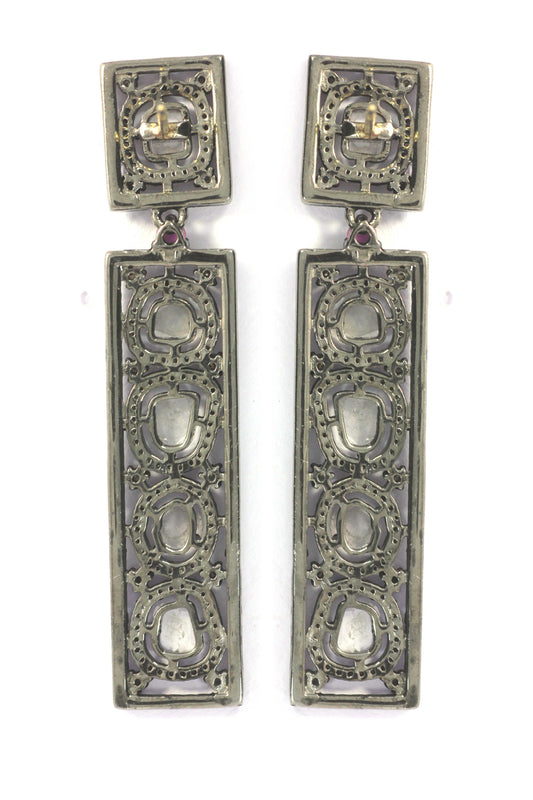 Silver Diamond Earring .925 Oxidized Sterling Silver Diamond Earring, Genuine handmade pave diamond Earring.
