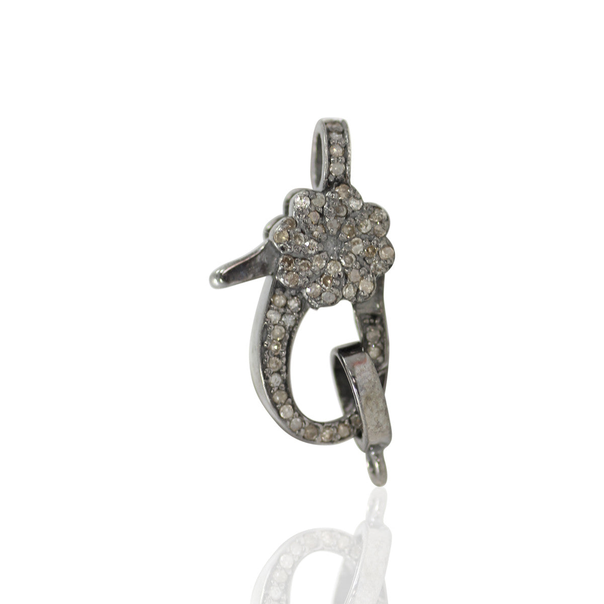 Diamond Clasps .925 Oxidized Sterling Silver Diamond Clasps, Genuine handmade pave diamond Clasps Size Approx 0.80"(20 mm)