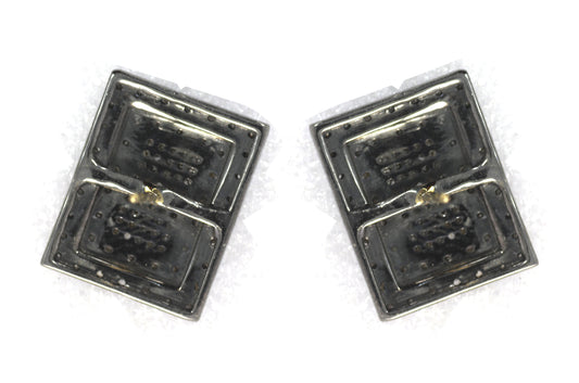 Rectangle Diamond Earring .925 Oxidized Sterling Silver Diamond Earring, Genuine handmade pave diamond Earring .