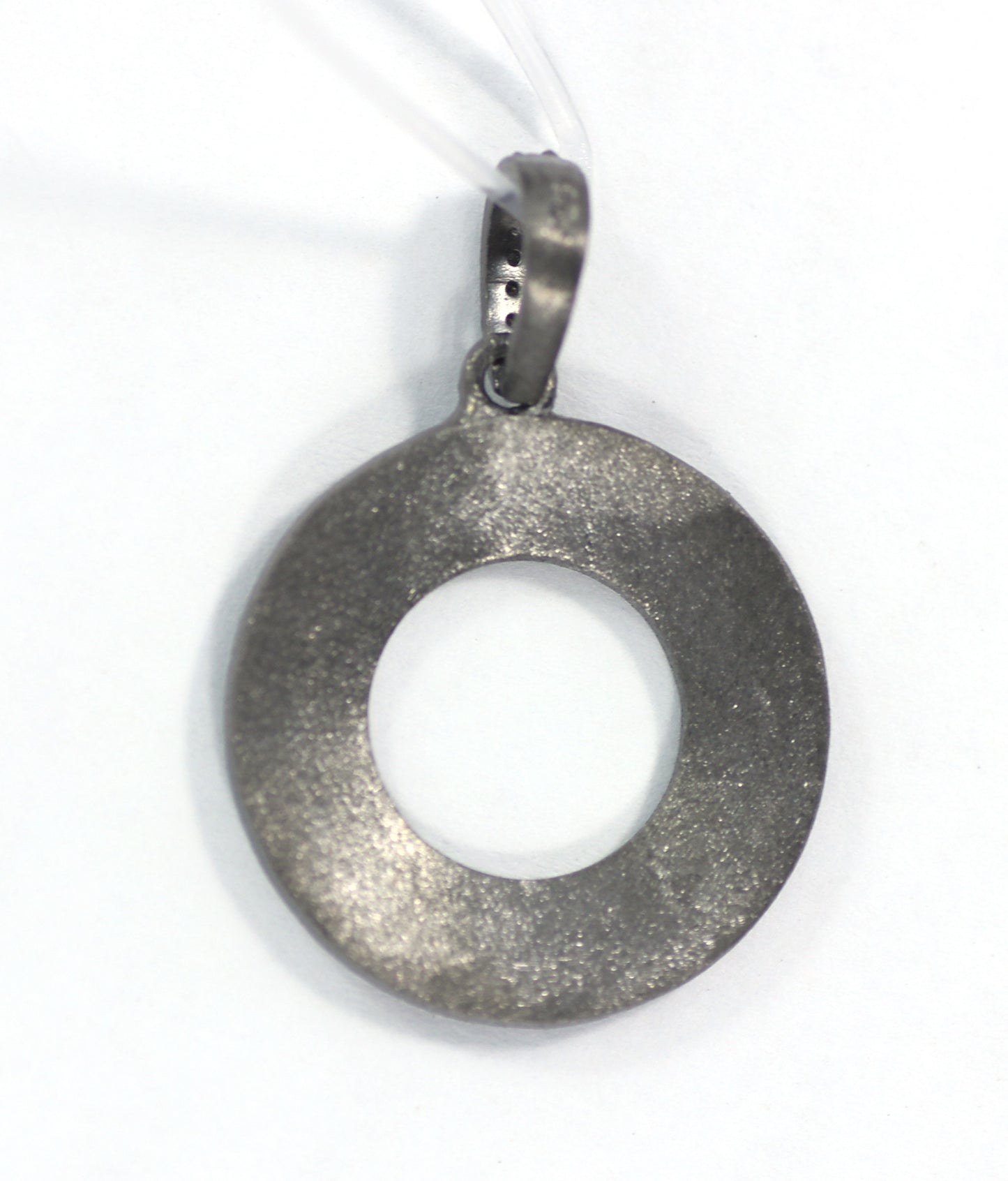 Silver Pave Diamond Pendant .925 Oxidized Sterling Silver Diamond Pendant, Genuine handmade pave diamond Pendant Size 25 MM