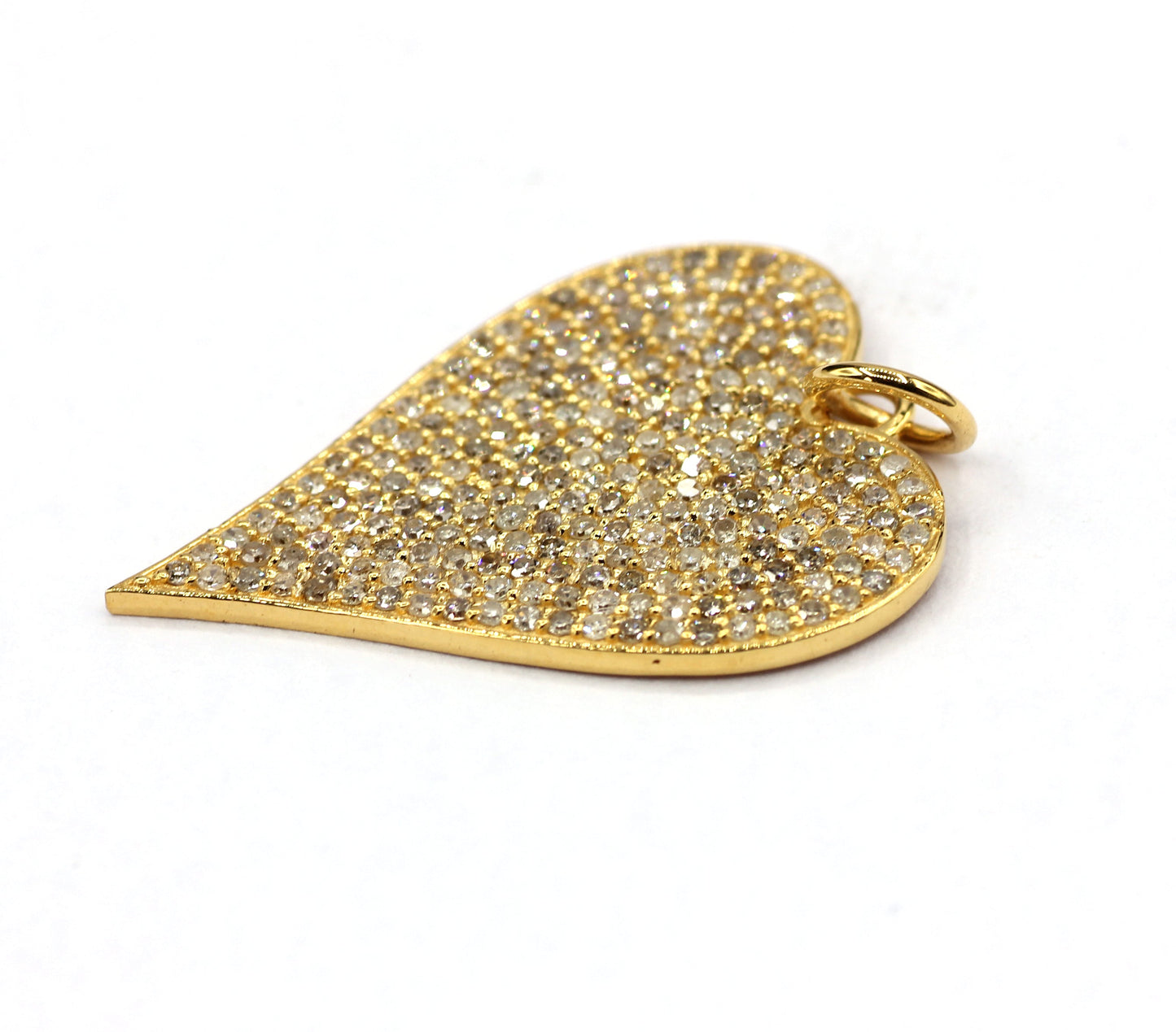 Heart Shape 14k Solid Gold Diamond Pendants.