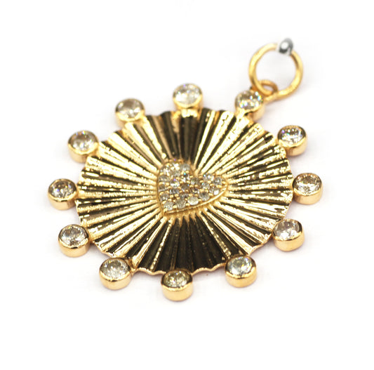 Round Shape 14k Solid Gold Diamond Pendants. 14k Solid Gold Diamond Pendants.