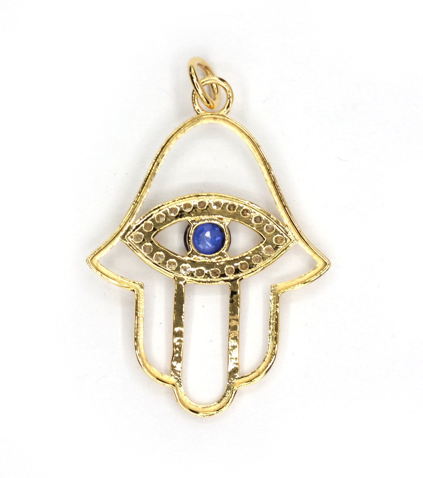 Hamsa Hand Shape 14k Solid Gold Diamond Pendants