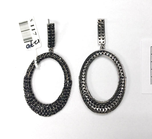 Black Spinel Silver Earring .925 Oxidized Sterling Silver Black Spinal Earring, Genuine handmade pave Black Spinal Earring Size (33x69 MM )