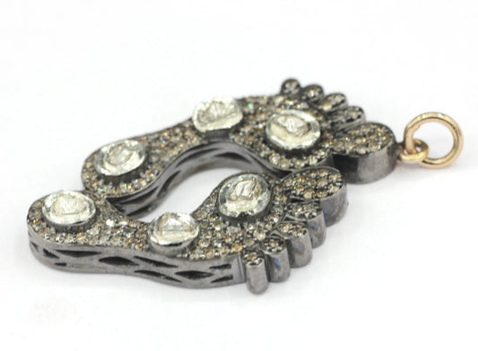Footprint Diamond Pendants & Charms with Gold Base
